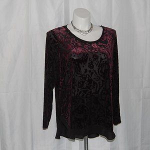 Simply Vera Wang sheer/velvet top 1x